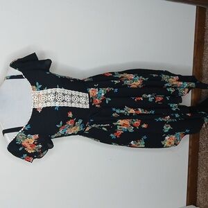 Zunie cold shoulder floral midi dress size 14
